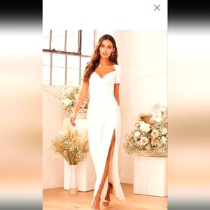 Lulu's Eternal Elegance White Surplice Short Sleeve Maxi Dress